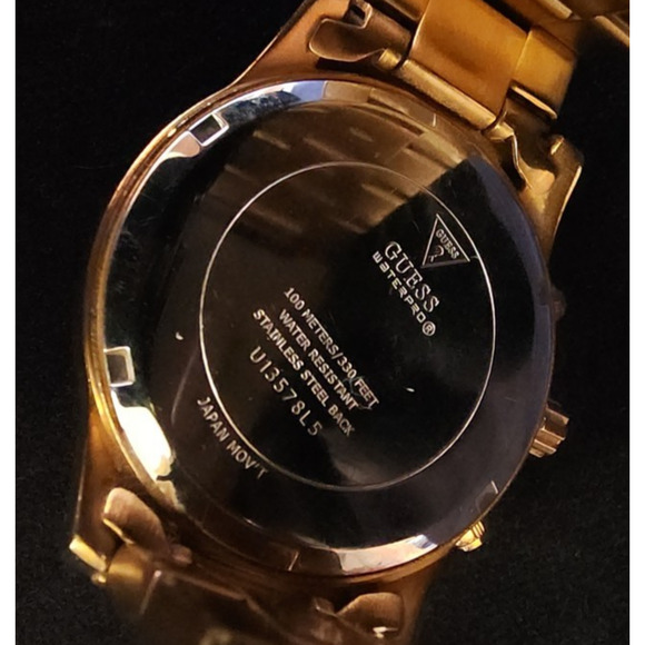 Womens Guess Waterpro U13578L5 Quartz Analog Gold Color Ladies Chronograph Watch - Picture 7 of 7